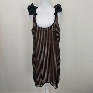 Jay Godfrey Sleeveless Mesh Racerback Black & Nude Tunic Dress Size 10 NWT